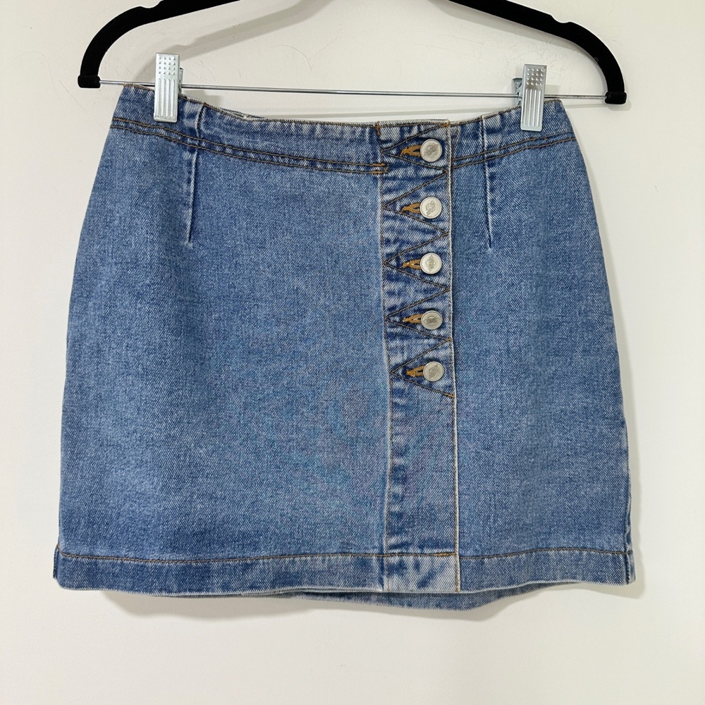 Vintage 90s Bongo Gene Montesano Denim Mini Skirt Women 7 USA Y2K
